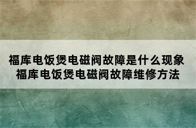 福库电饭煲电磁阀故障是什么现象 福库电饭煲电磁阀故障维修方法